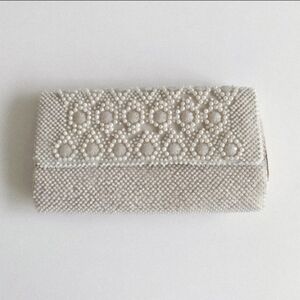 Mister Ernest Vintage 1960's Beaded Women's Clutch - Cream